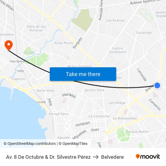 Av. 8 De Octubre & Dr. Silvestre Pérez to Belvedere map