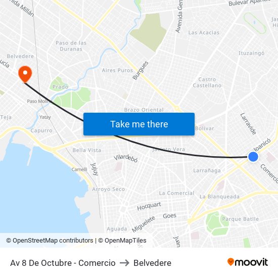 Av 8 De Octubre - Comercio to Belvedere map
