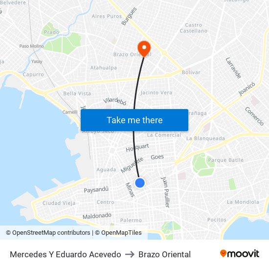 Mercedes Y Eduardo Acevedo to Brazo Oriental map