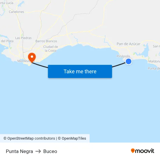 Punta Negra to Buceo map