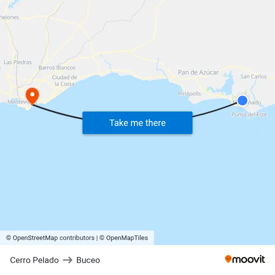 Cerro Pelado to Buceo map