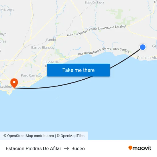 Estación Piedras De Afilar to Buceo map