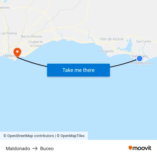 Maldonado to Buceo map