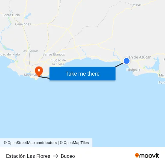 Estación Las Flores to Buceo map