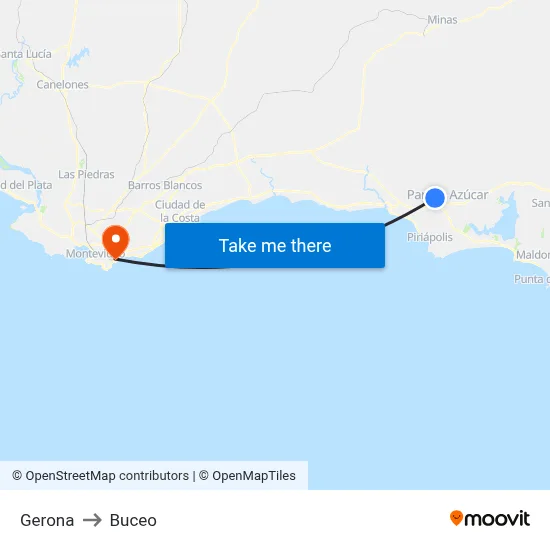 Gerona to Buceo map