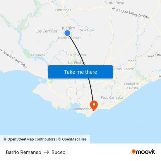 Barrio Remanso to Buceo map