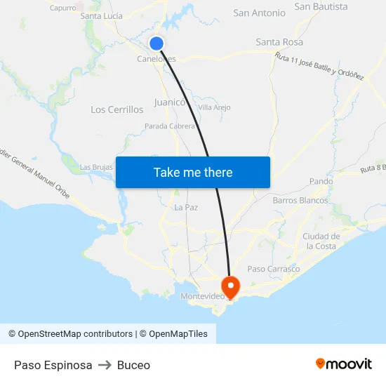 Paso Espinosa to Buceo map