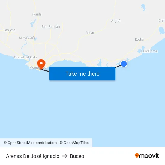 Arenas De José Ignacio to Buceo map