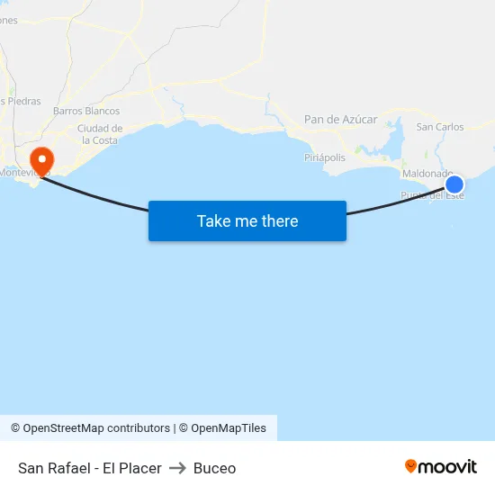 San Rafael - El Placer to Buceo map