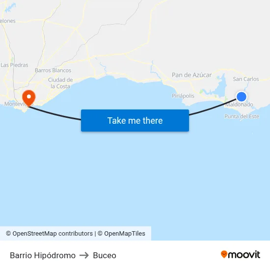 Barrio Hipódromo to Buceo map