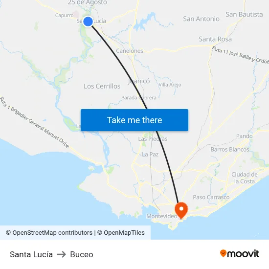 Santa Lucía to Buceo map
