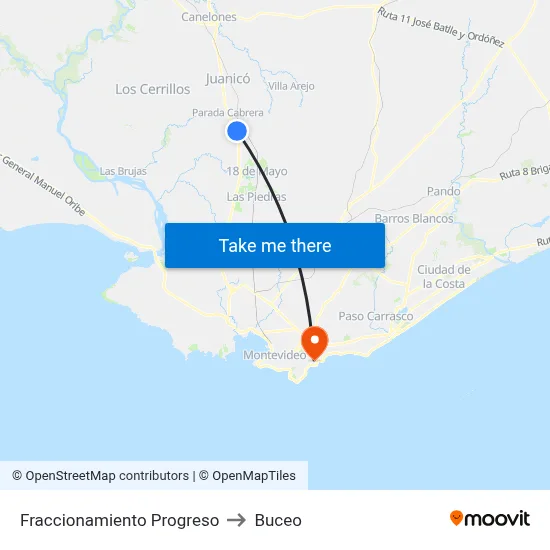 Fraccionamiento Progreso to Buceo map
