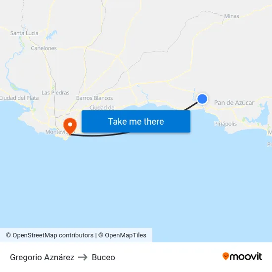 Gregorio Aznárez to Buceo map