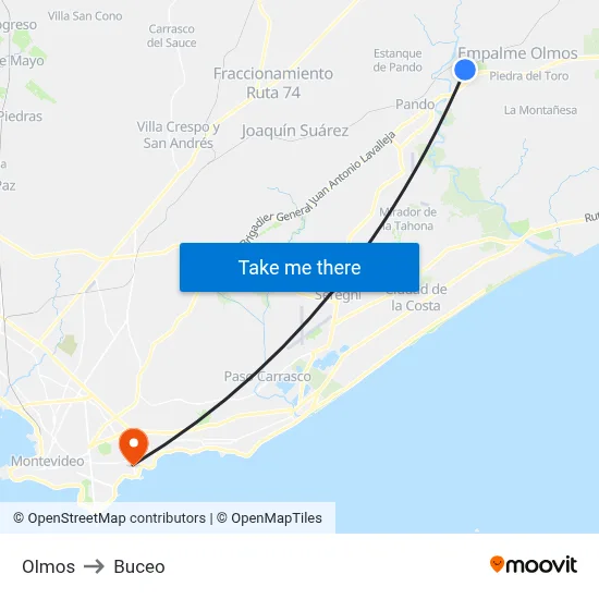 Olmos to Buceo map