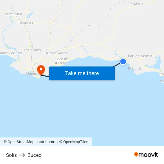 Solís to Buceo map