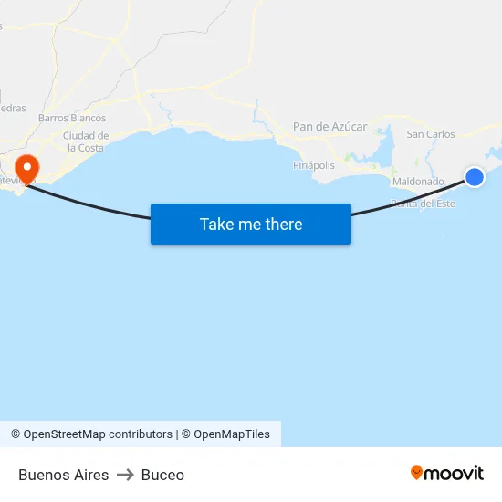 Buenos Aires to Buceo map