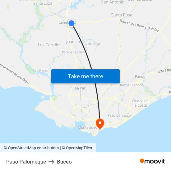 Paso Palomeque to Buceo map
