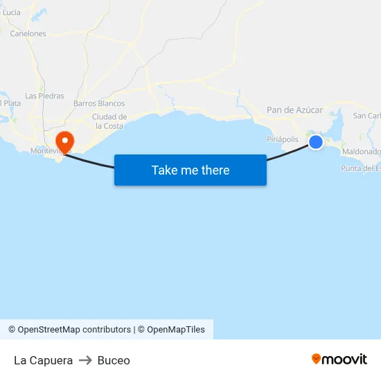La Capuera to Buceo map