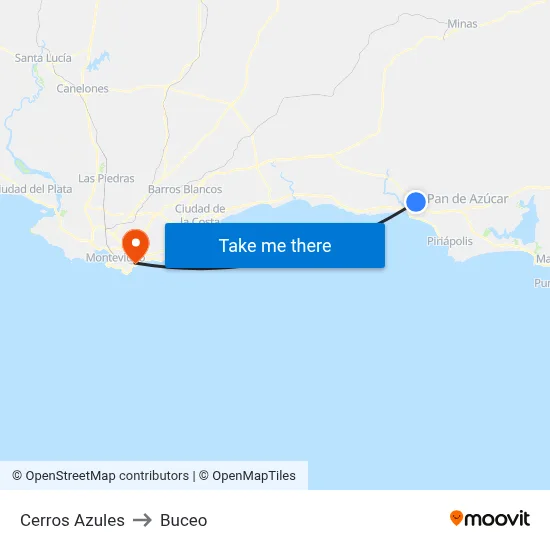 Cerros Azules to Buceo map