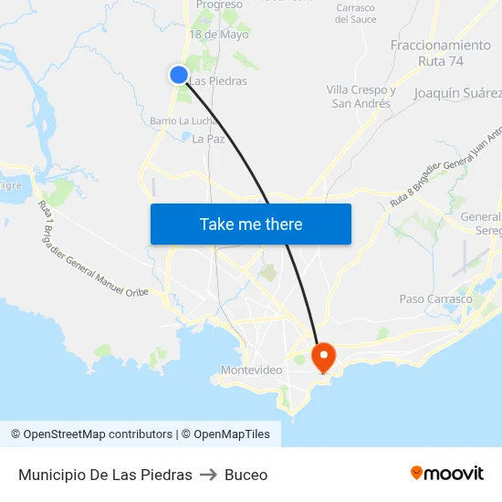 Municipio De Las Piedras to Buceo map