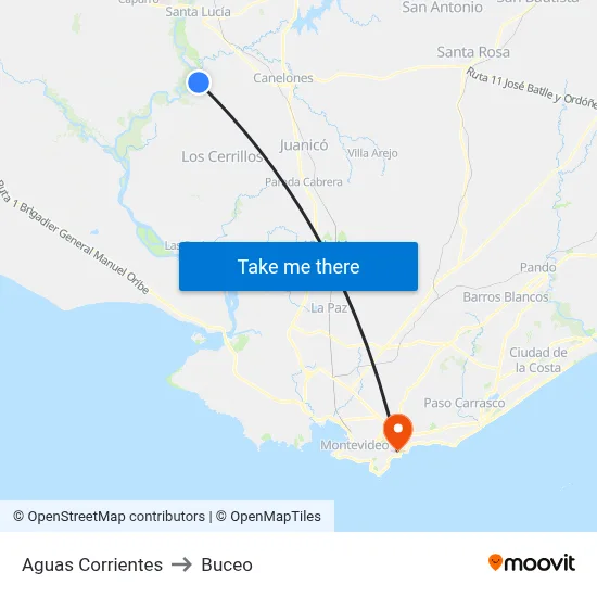 Aguas Corrientes to Buceo map