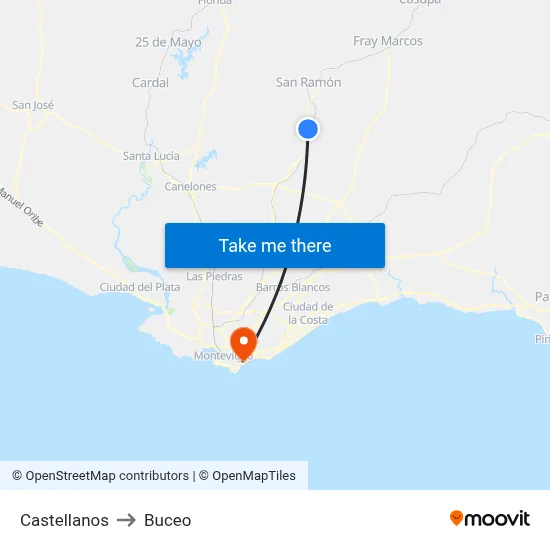 Castellanos to Buceo map