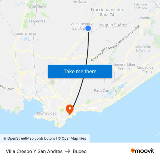 Villa Crespo Y San Andrés to Buceo map