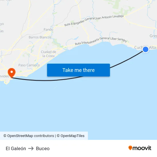 El Galeón to Buceo map