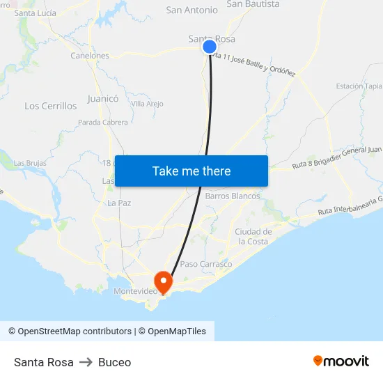 Santa Rosa to Buceo map