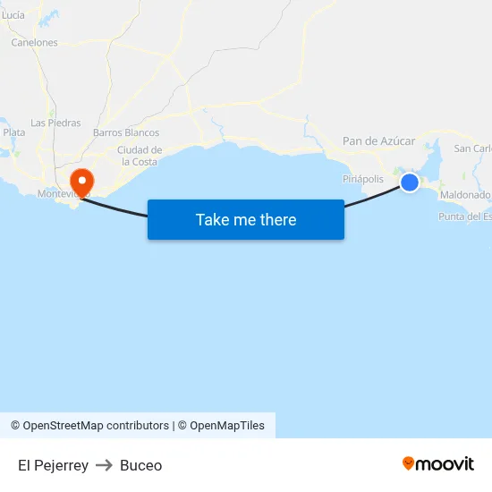 El Pejerrey to Buceo map