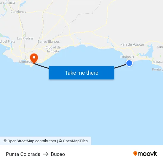 Punta Colorada to Buceo map
