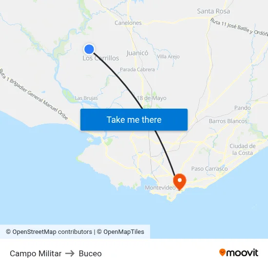 Campo Militar to Buceo map