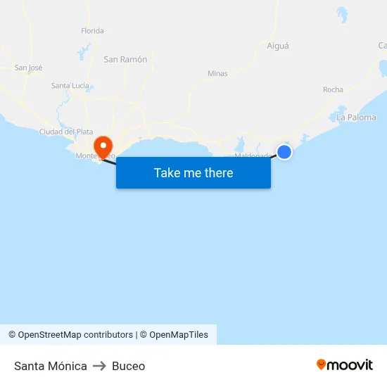 Santa Mónica to Buceo map