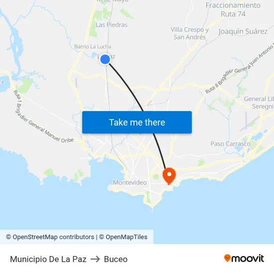 Municipio De La Paz to Buceo map