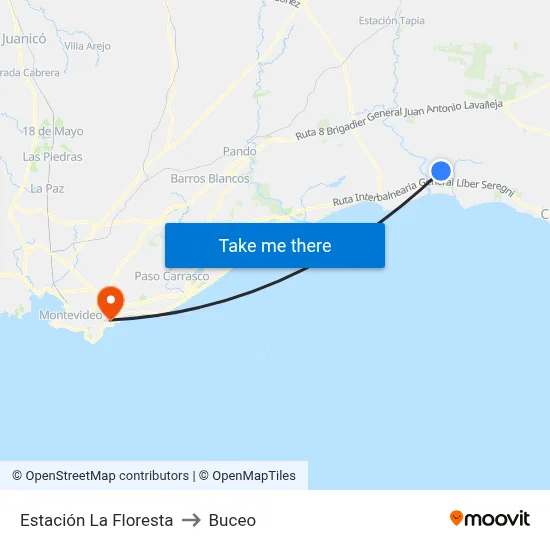 Estación La Floresta to Buceo map