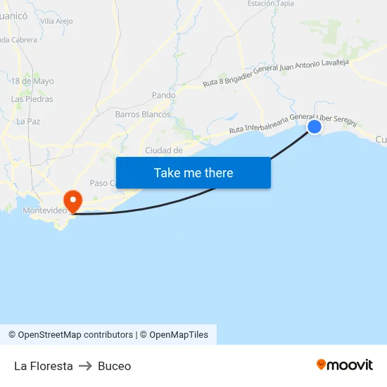 La Floresta to Buceo map