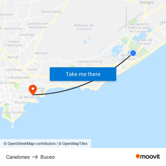 Canelones to Buceo map