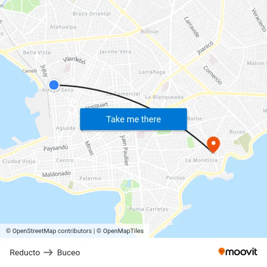 Reducto to Buceo map