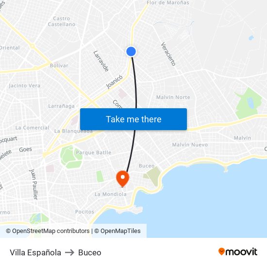 Villa Española to Buceo map