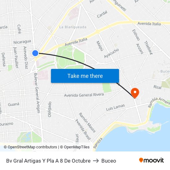Bv Gral Artigas Y Pla A 8 De Octubre to Buceo map