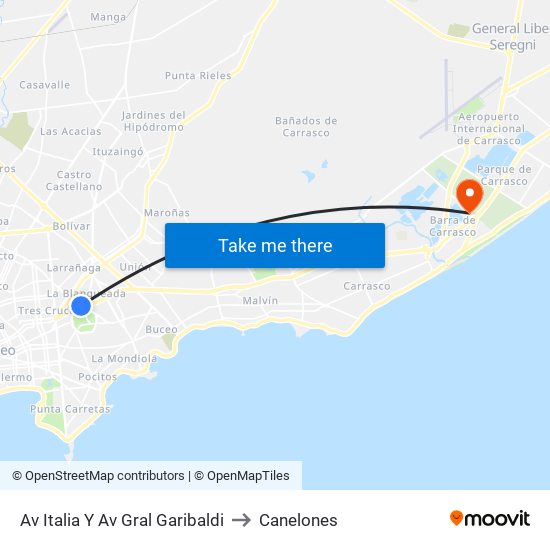 Av Italia Y Av Gral Garibaldi to Canelones map