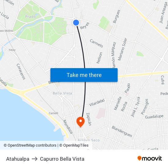 Atahualpa to Capurro Bella Vista map