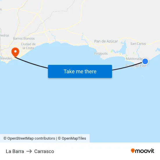 La Barra to Carrasco map
