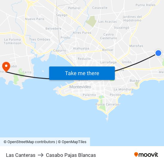 Las Canteras to Casabo Pajas Blancas map