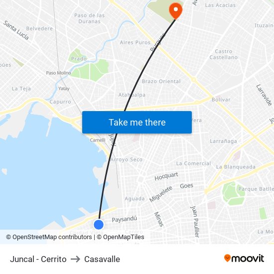 Juncal - Cerrito to Casavalle map