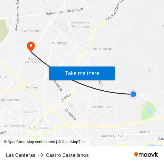 Las Canteras to Castro Castellanos map