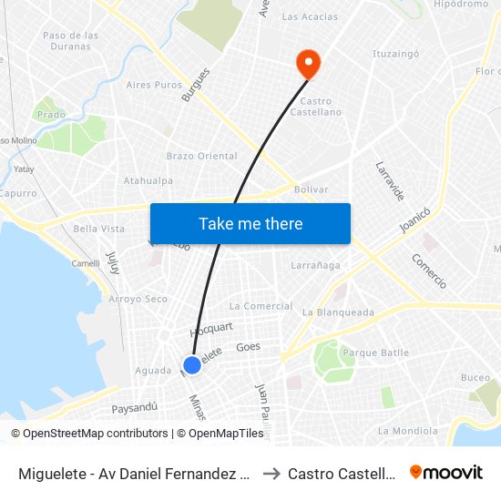 Miguelete - Av Daniel Fernandez Crespo to Castro Castellanos map