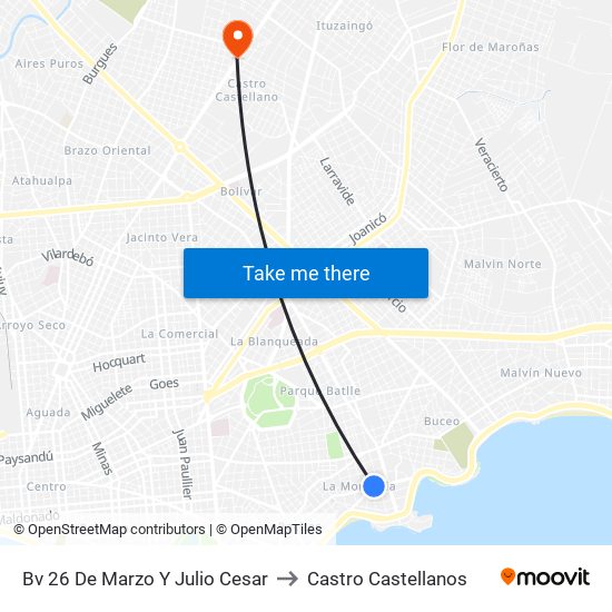 Bv 26 De Marzo Y Julio Cesar to Castro Castellanos map