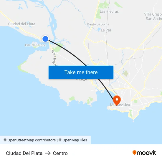 Ciudad Del Plata to Centro map