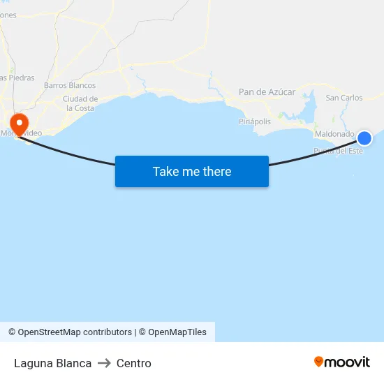 Laguna Blanca to Centro map